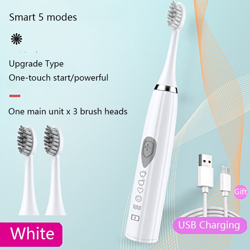 Ultrasonic Sonic Electric Toothbrush USB Charge Rechargeable Tooth Brushes Washable Electronic Whitening Waterproof Teeth Brush