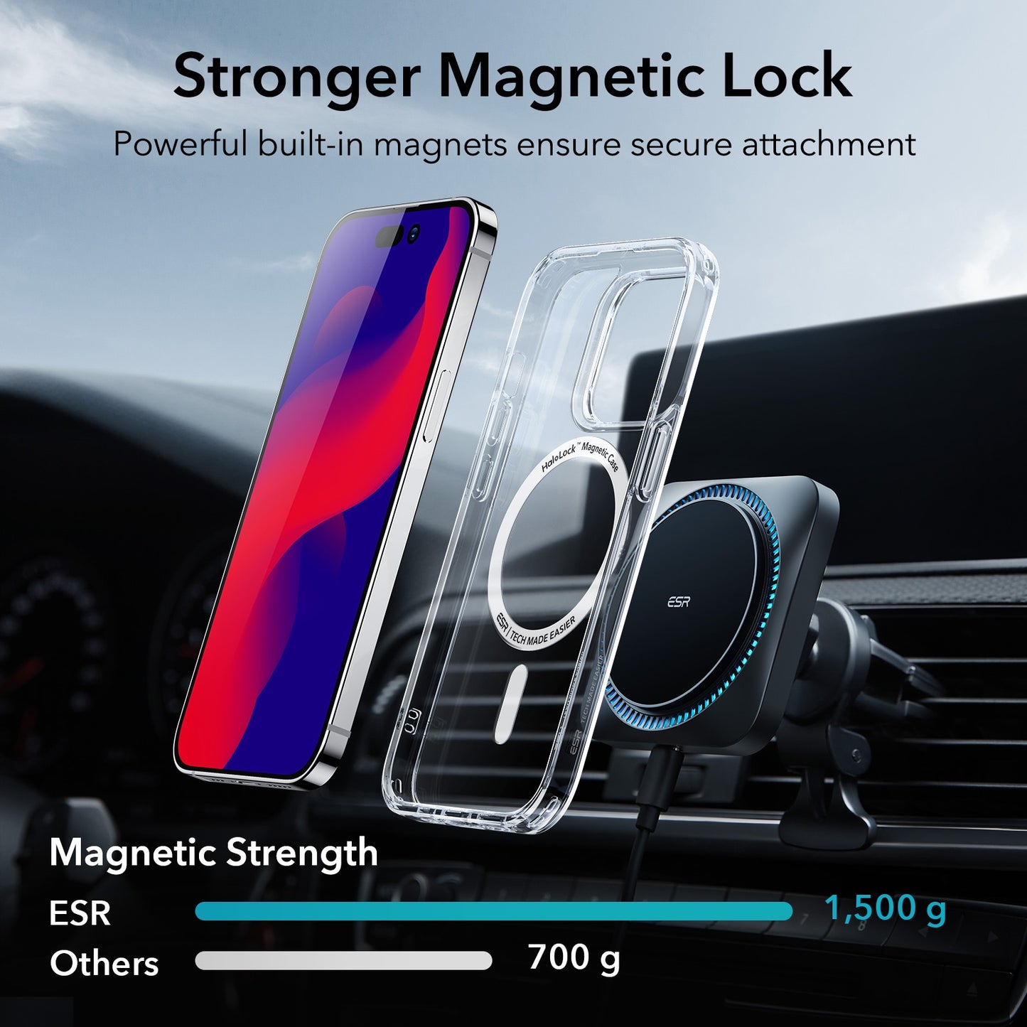 ESR Magnetic Case for iPhone 14 Plus Classic Hybrid Case with HaloLock for MagSafe Case for iPhone 14 Pro Max Clear Case Magnet