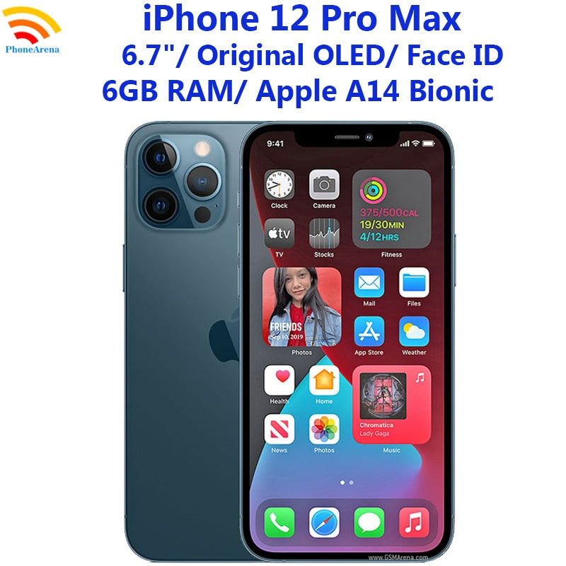 95% New Original iPhone 12 Pro Max 6.7" 128G/256GB ROM RAM 6GB Unlocked 5G Smartphone iPhone12ProMax OLED Face ID NFC Handset