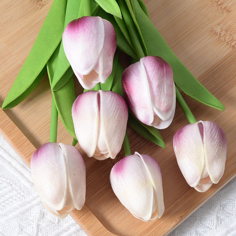 6Pcs PE foam Fake Flower For Wedding Ceremony Decor Home Garden Bouquet Decor 35 cm Tulip Flower Artificial Tulip Bouquet