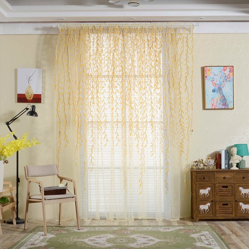 Willow Pattern Curtains Upscale Jacquard Yarn Curtains Door Window Curtains Chic Room Living Room Bedroom Decor