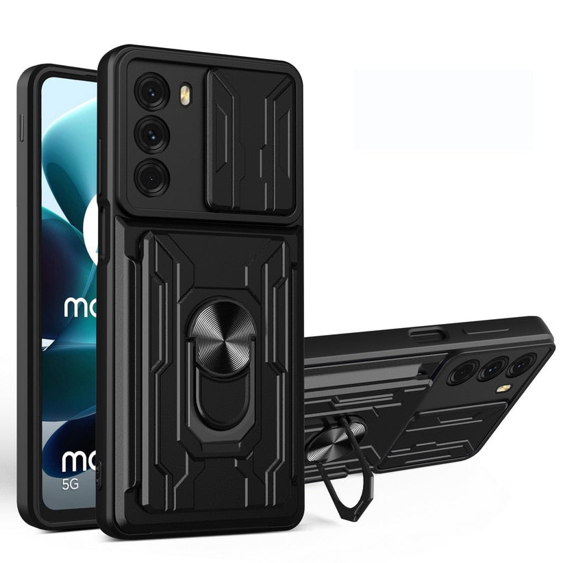 Card slot Camera protect case for Moto G60 G60S Edge 20 Pro G30 G20 G10 Edge 20 Lite Armor Hybrid Ring Back Cover