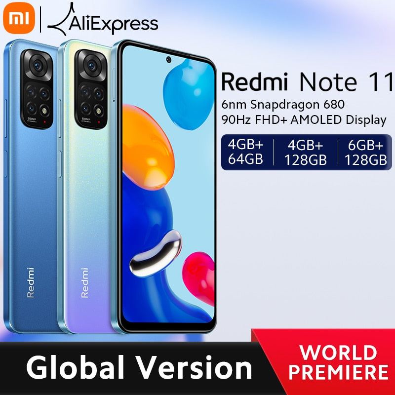 [World Premiere] Global Version Xiaomi Redmi Note 11 Smartphone Snapdragon 680 Octa Core 33W Pro Fast Charging 50MP Quad Camera