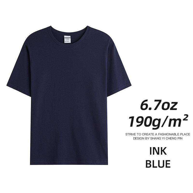 6.7oz 190gsm Combed Cotton Tees Tshirts Mens Solid Tops Woman Male Custom Team Uniform Class Clothes Summer Brand Customization