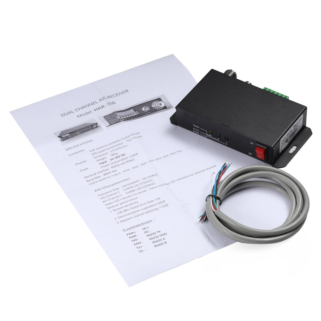 Matsutec HAR-100 Dual Channel AIS Receiver GPS receiver With RS232/ RS422,GPS receiver