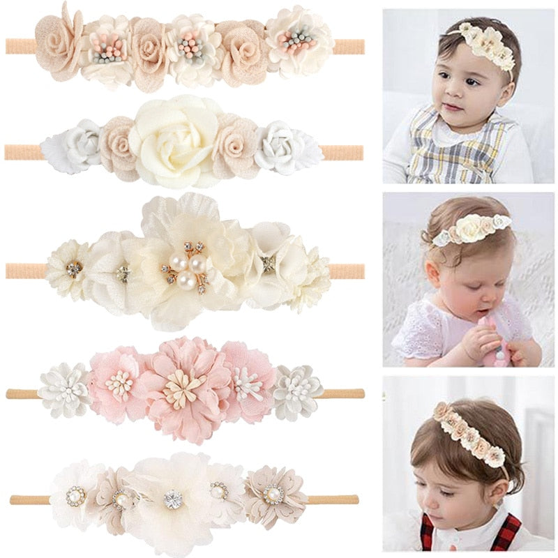 Baby Girl Headband Newborn Elastic Flower Toddler Hair Band Kids Headwear Nylon Girls Soft Hairbands Children Hair Accessories