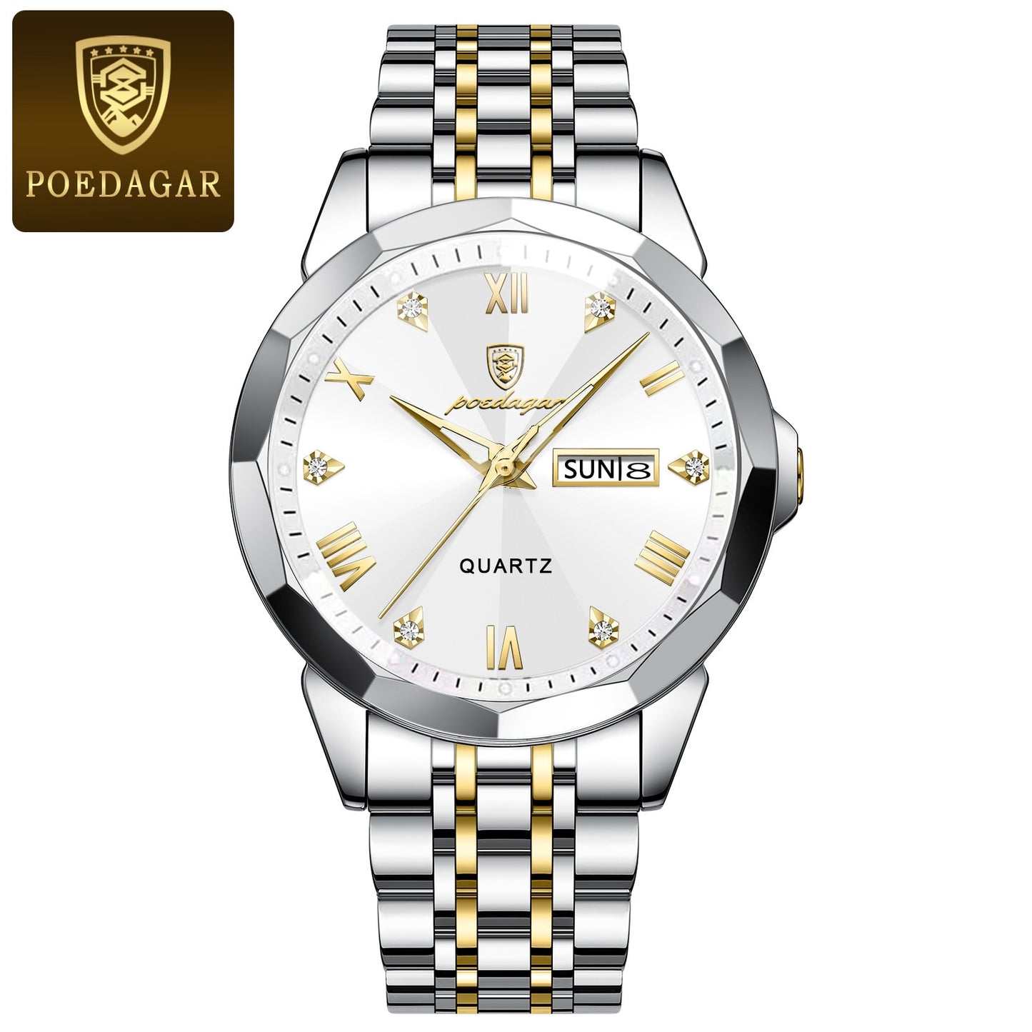 POEDAGAR Luxury Men Watch High Quality Waterproof Luminous Men's Wristwatch Stainless Steel Date Week Man Watches Quartz Clocks