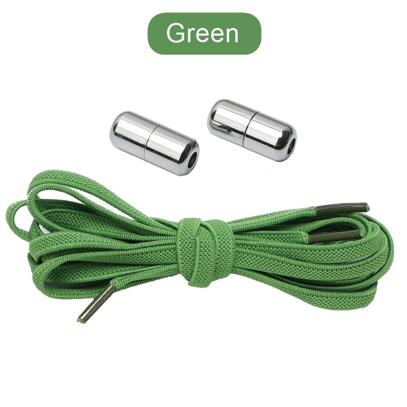 New Metal Alloy lock Elastic Laces Sneakers No Tie Shoe Laces Quick Tieless Shoelace for Kids Adults Flat laces