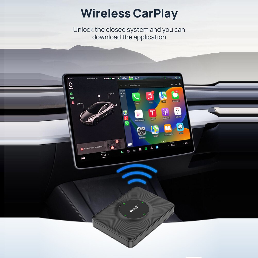 Upgrade T2C CarlinKit Mini Carplay Wireless Box WiFi Bluetooth Adapter For Tesla Model 3/ X/Y/S Apple CarPlay Dongle OTA Online
