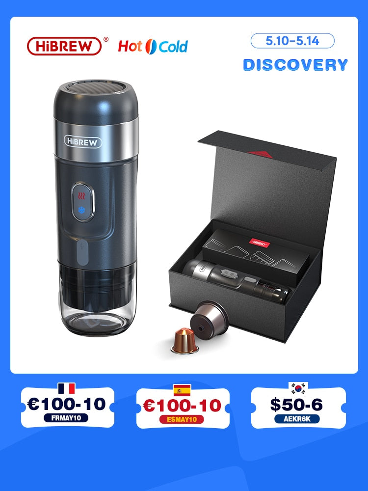 HiBREW Portable Coffee Machine for Car & Home,DC12V Expresso Coffee Maker Fit Nexpresso Dolce Pod Capsule Coffee Powder H4A