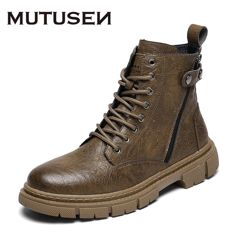 Leather Men's Boots High Quality Mid-calf Men Boots Motorcycle Boots Casual High Top Shoes Male Ankle Boots Summer 2022