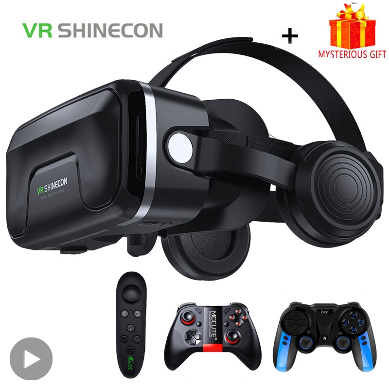 Shinecon Viar 3D Virtual Reality VR Glasses Headset Devices Helmet Lenses Goggles Smart For Smartphones Phone With Controllers