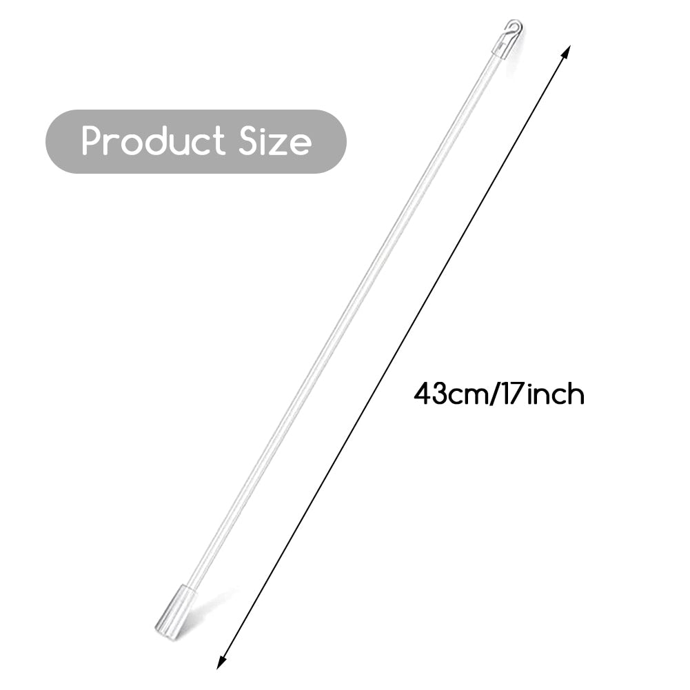 2pcs Long Replacement Parts Opener Vertical Blind Wand Pulling Rod 12inch 17inch Transparent With Hook Grip Curtain Accessories