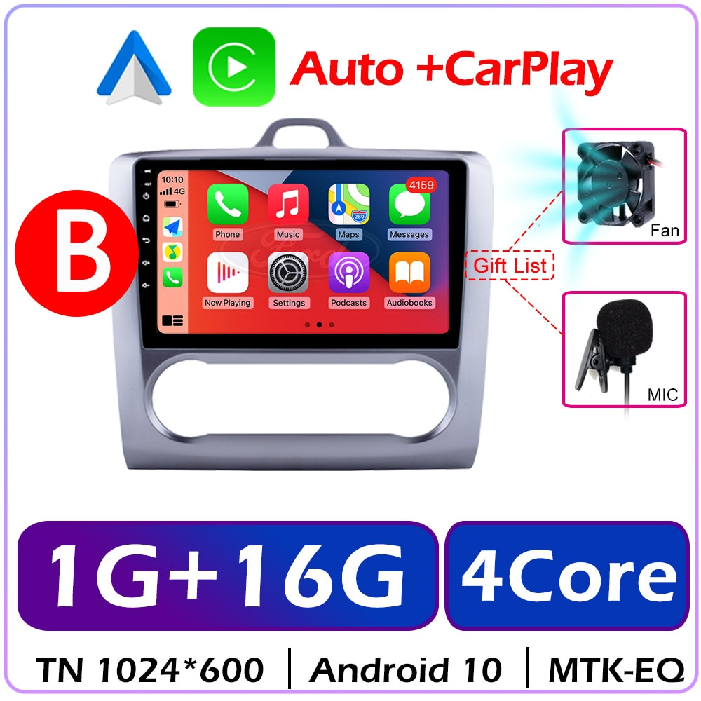Carplay Car Android Radio For Ford Focus 2 3 Mk2 Mk3 2004 2005-2011 Exi AT Auto 4G Multimedia Player GPS 2din 9" 2 Din Autoradio