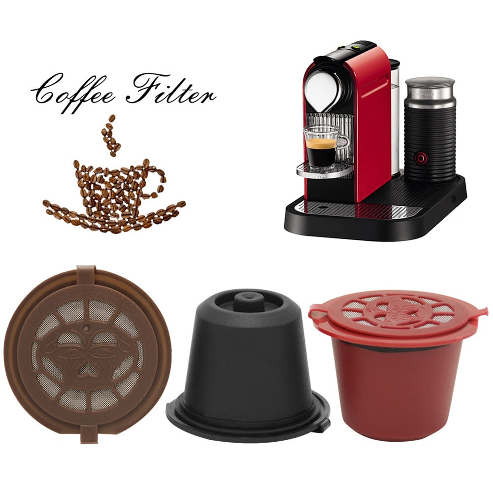 3pcs Refillable Reusable Coffee Capsule Filters for Nespresso Machine
