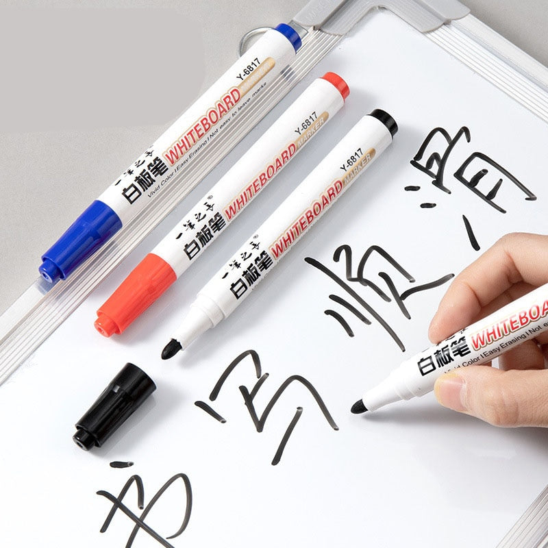 10pcs/set Waterborne Whiteboard Marker Pen Black/Blue/Red Ink Crude Nib Markers Pens School Supplies Stationery