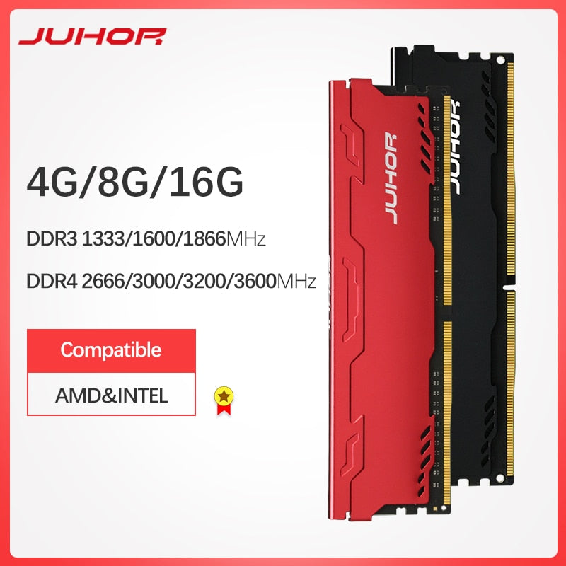 JUHOR Memoria Ram DDR3 8G 4G 1866 1600MHz DDR4 8G 16G 32G 2666 3000 32000MHz Desktop Memory  Udimm 1333 dimm stand by AMD/intel
