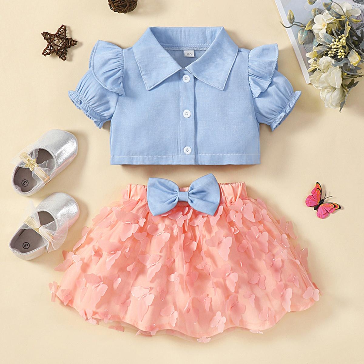 hibobi Baby Girl Summer Clothing Sets Baby Girls Clothes Shirt Top +Tutu Skirts 2pcs Outfits Sets 0-6T