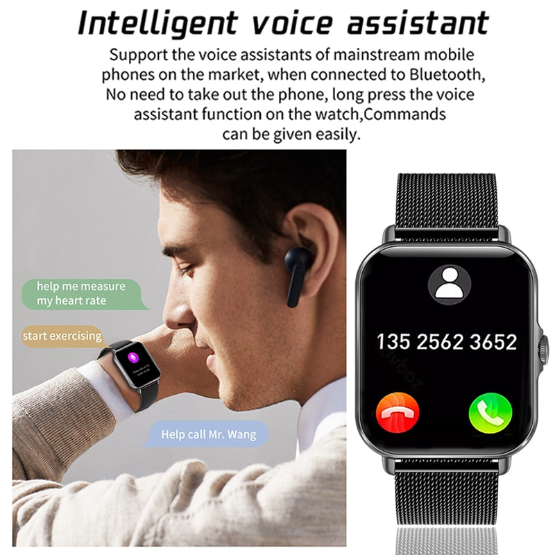 LIGE New Bluetooth Answer Call Smart Watch Men Full Touch Dial Call Fitness Tracker IP67 Waterproof smartwatch For Men Women+box