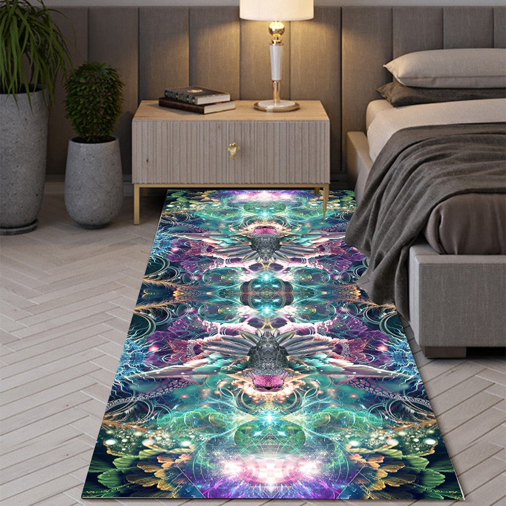 Bohemian Seven Chakras Tassels Carpet Multicolor Planet Butterfly Flower Suitable bedroom living room Floor Decoration Anti-slip