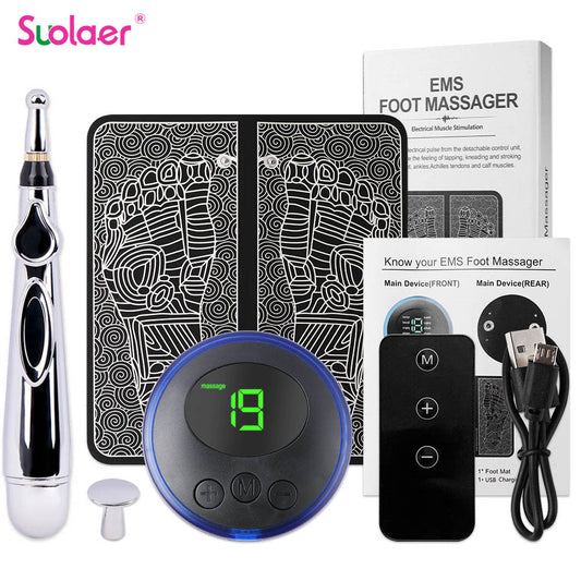 Electric EMS Foot Massager Pad Portable Foldable Massage Mat Relax Tool Electronic Acupuncture Point Meridian Energy Massage Pen