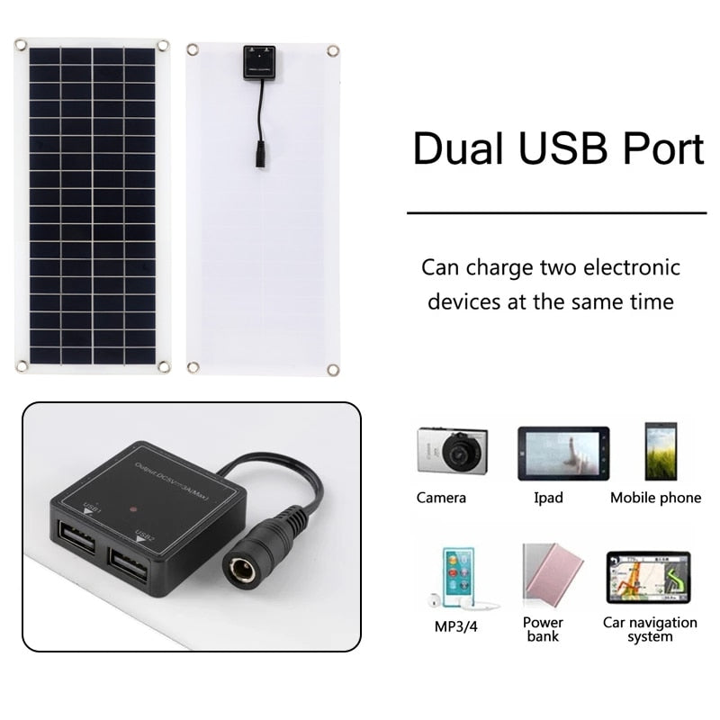 150W 300W Solar Panel Kit 12V Charge Battery With 30A 60A Controller Module 2 USB Port Cell Battery Power Bank for Phone RV Car