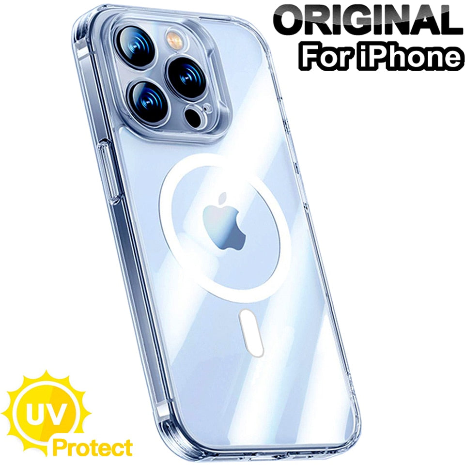 Luxury Wireless Magnetic Cover For Apple Magsafe Case Iphone 11 12 13 14 Pro Max Mini 7 8 Plus Xr Xs Max X Clear Acrylic Cases