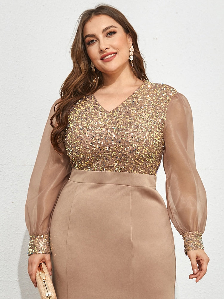TOLEEN Plus Size Maxi Dress Large 2022 Spring Women Long Sleeve Luxury Chic Elegant Evening Party Wedding Festival Robe Clothing