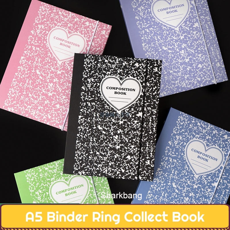 Sharkbang A5 Binder Ring Hard Cover Composition Collect Book Journal Refills Loose Leaf Bandage Postcards Sticker Organizer