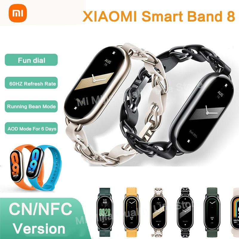 Xiaomi Mi Band 8 Smart Bracelet AMOLED Screen Heart Rate Blood Oxygen Bluetooth Sport Watch Waterproof Xiaomi NFC Smart Band 8