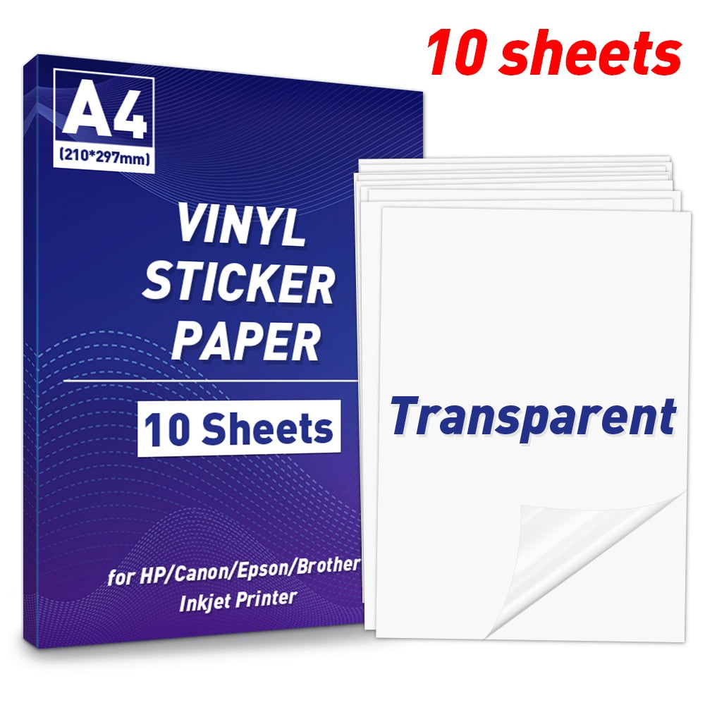 50 Sheets A4 Sticker Paper for Printer Inkjet/Laser Printer Vinyl Paper Sticker Self Adhesive Gift Stationery Label Stickers DIY
