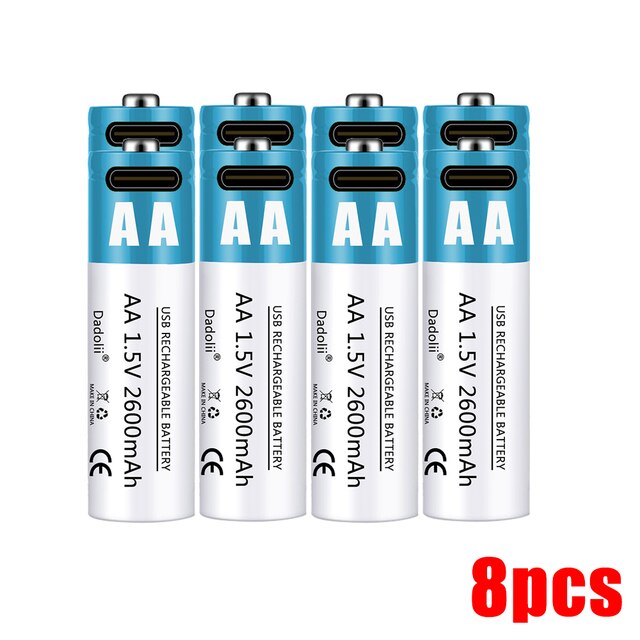 USB rechargeable lithium ion battery 1.5V AA battery 2600mAh remote control, mouse, small fan, toy battery+cable