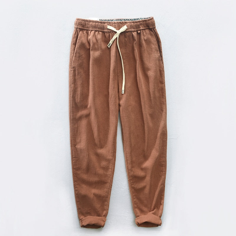 HIQOR 7 Colors Men's Cotton Linen Pants Male Spring Summer 2022 Casual Solid Color Thin Linen Cargo Trousers Streetwear M-XXXL