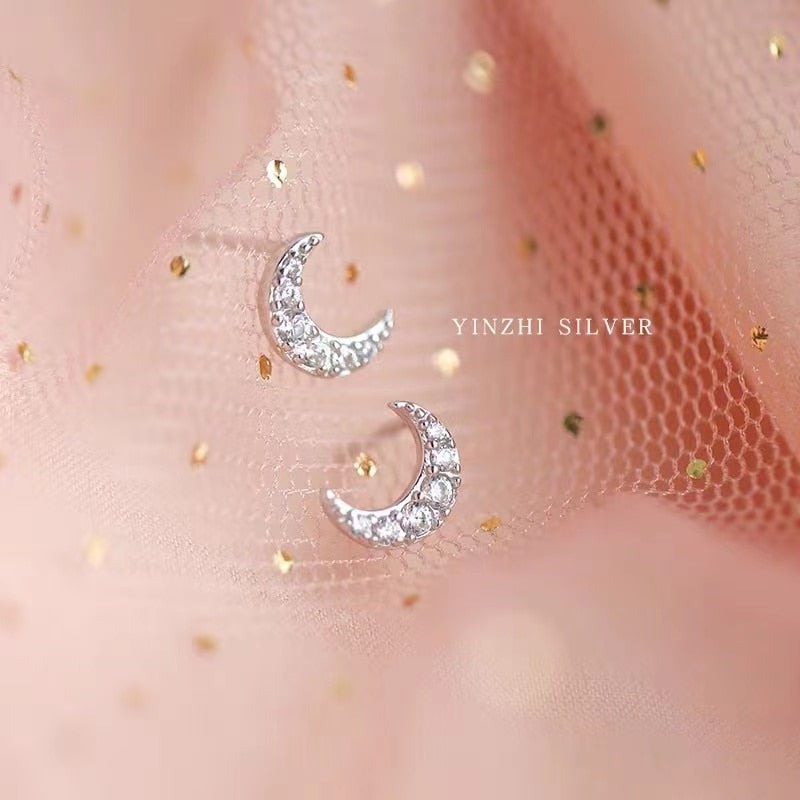 New Silver Plated Female Earrings Asymmetric Cute Space Astronaut Planet Opal Stud Earrings for Women Ear Piercing Jewelry