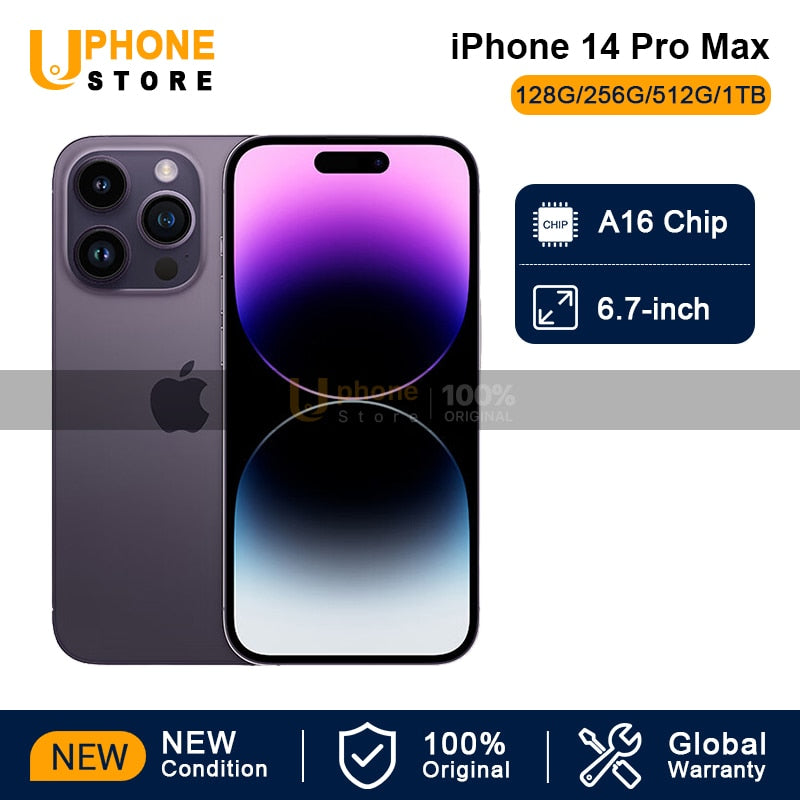 2022 Apple iPhone 14 Pro MAX 5G Smartphone 8GB RAM A16 Bionic Chip 6.7'' OLED Display Face ID iOS 16