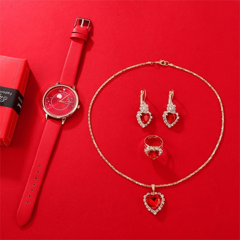 5pcs Set Women Fashion Quartz Watch Female Clock Luxury Brand Design Women Watches Simple Ladies Watches Montre Femme