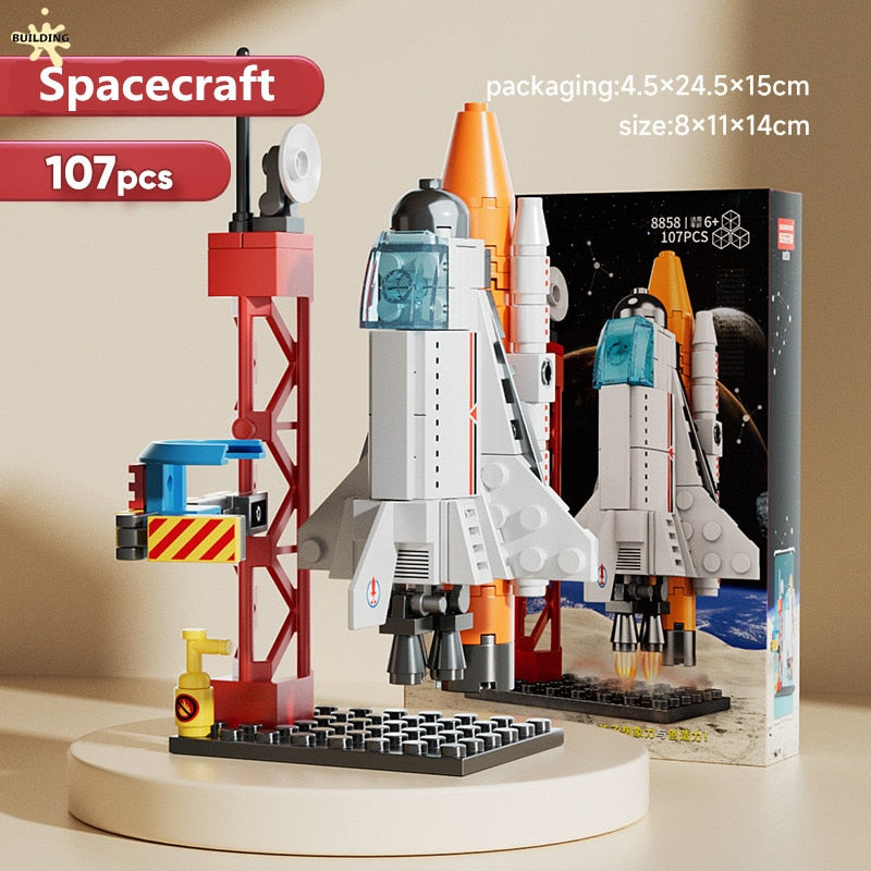 City Space Rocket DIY Craft Launch Center Base Puzzle Model Assembling Bricks Children's Toy Building Blocks Small Set Boys Gift