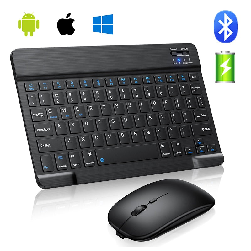 Bluetooth Wireless Keyboard for Tablet ipad Spanish Keyboard and Mouse Mini Russian Keyboard Kit for ipad Pro 12 9 Air 4 S6 Lite