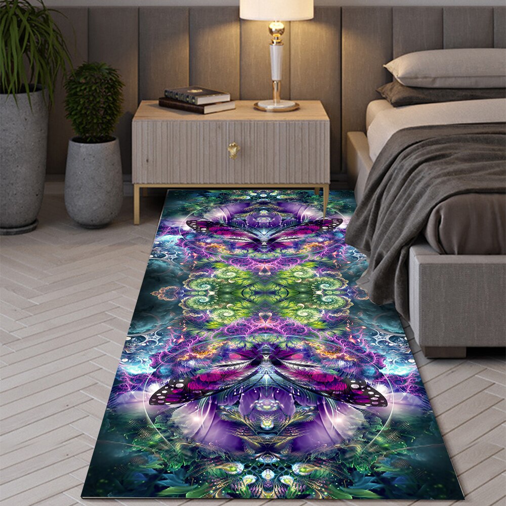 Bohemian Seven Chakras Tassels Carpet Multicolor Planet Butterfly Flower Suitable bedroom living room Floor Decoration Anti-slip