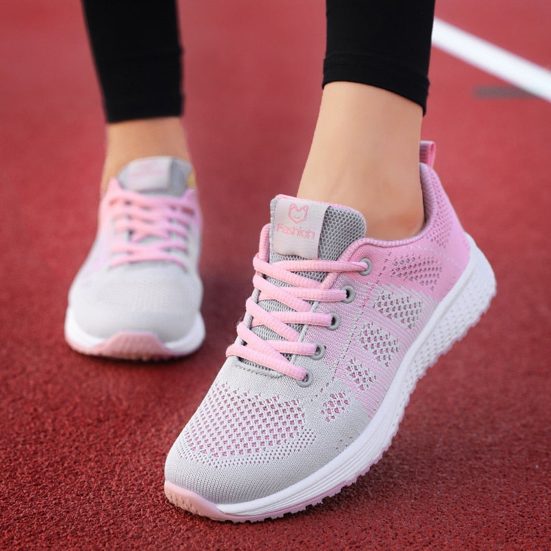Wedges Shoes for Women Sneakers Mesh Breathable Casual Female Shoes Flat Light Lace-Up Summer Running Shoes Woman Vulcanize Shoe