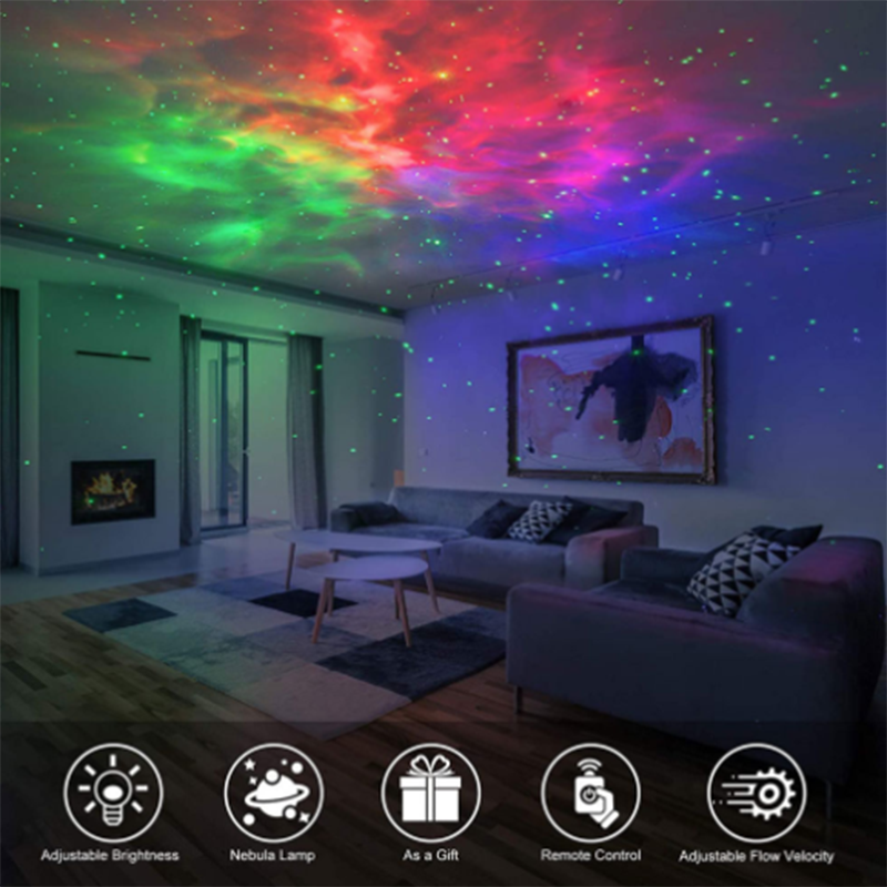 Colorful Galaxy Starry Sky Projector Rotating Water Waving Night Light Led Cloud Lamp for Bedroom Kids Gift Starry Lights