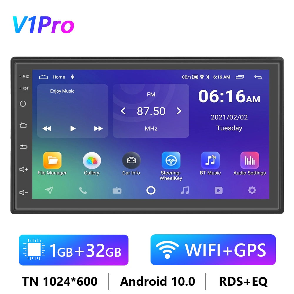 Podofo Android 11 Car Radio Autoradio 32G 2 Din 7"/9"/10" Universal WIFI GPS Car Audio Multimedia Player For Nissan Toyota Kia
