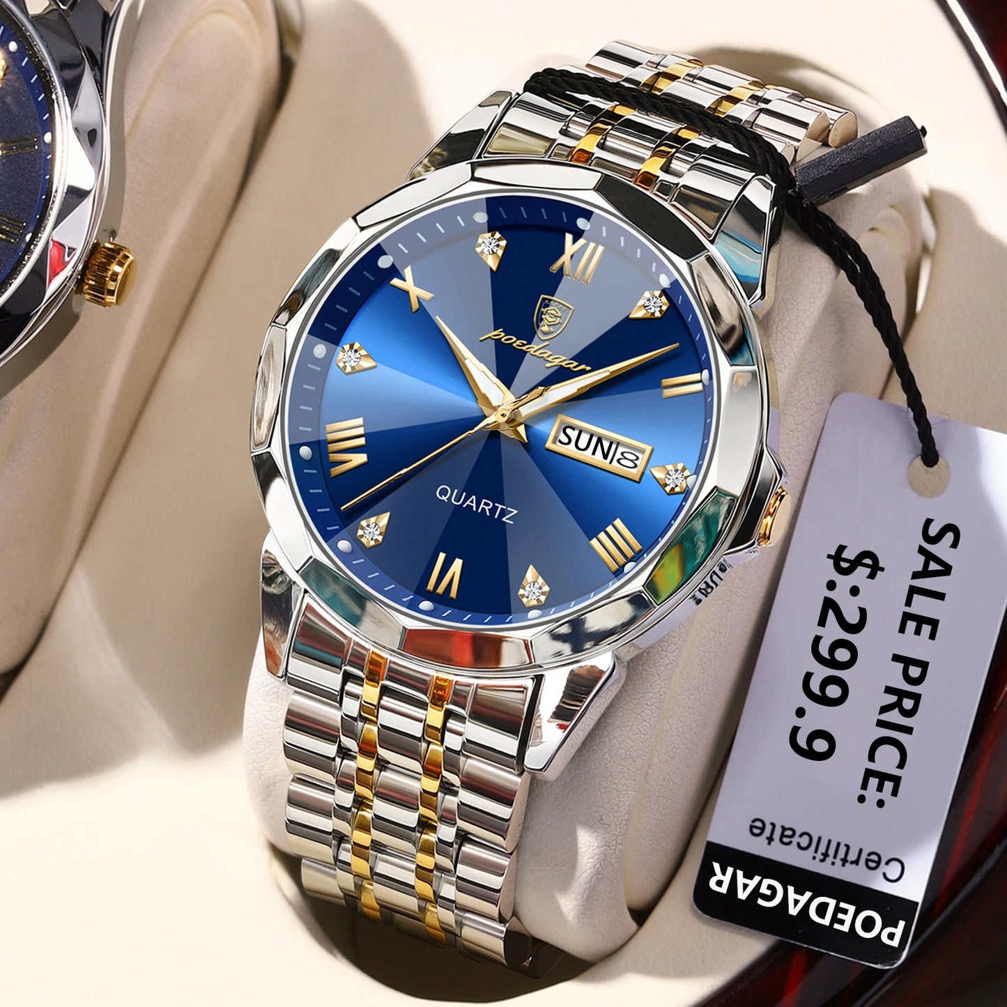 POEDAGAR Luxury Men Watch High Quality Waterproof Luminous Men's Wristwatch Stainless Steel Date Week Man Watches Quartz Clocks