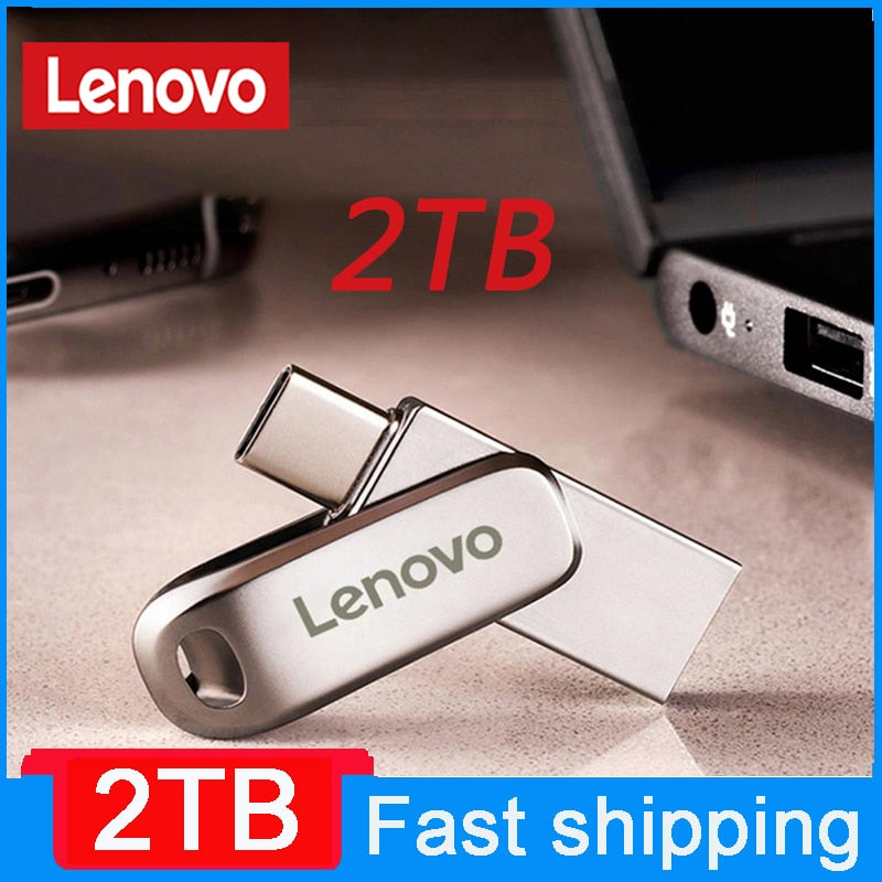 Lenovo Original U Disk 2TB 1TB 256GB 3.1 Type-C USB Interface Mobile Phone Computer Mutual Transmission Portable USB Memory
