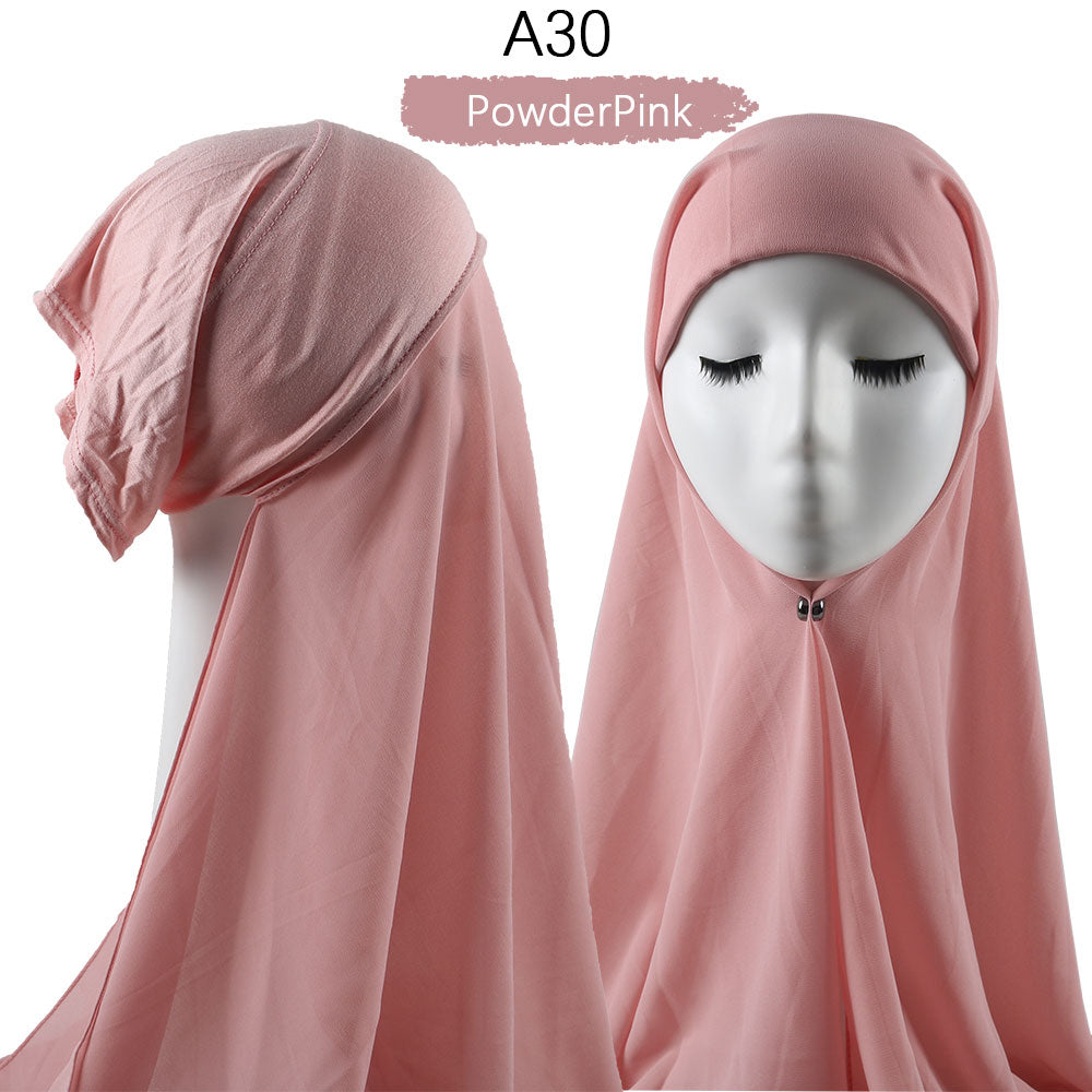 Instant Hijab With Cap Heavy Chiffon Jersey Hijab For Women Veil Muslim Fashion Islam Hijab Cap Scarf For Muslim Women Headscarf