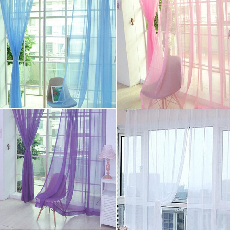 Modern Sheer Curtains Multicolor Solid Transparent Curtain for Living Room Bedroom Decoration European Tulle Drapes Home Decor
