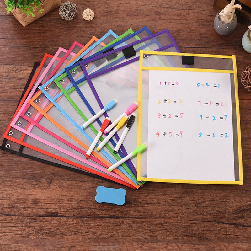 10/4Pcs Transparent Dry Brush Bag Kids Craft Drawing Board Painting Doodle Coloring Learning Educational Toys For Children Gift