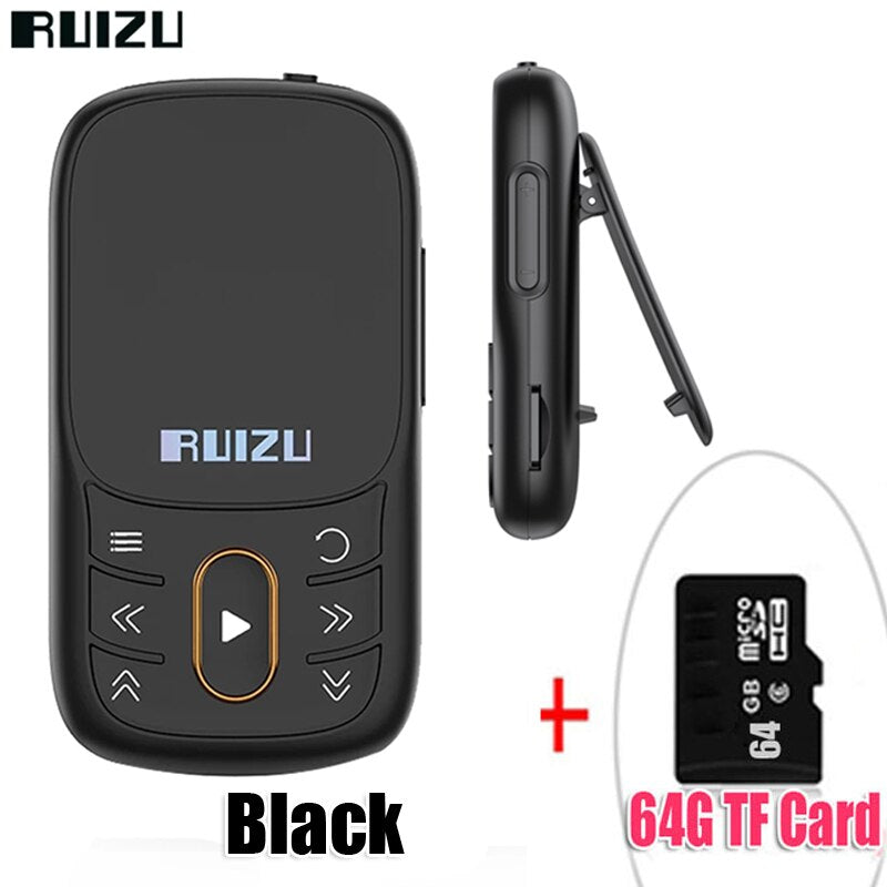 RUIZU X68 Sport MP3 Player With Bluetooth Lossless Clip 16 32GB Music Player Supports FM Radio Recording Video E-Book Pedometer