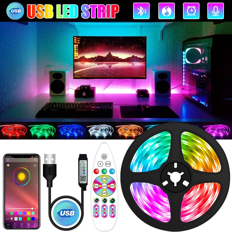 WIFI 5050 RGB Bluetooth Led Strip Lights 1M-30M 5V USB led strip TV BackLight Room Decoration Led Tape Diode Flexible Ribbon