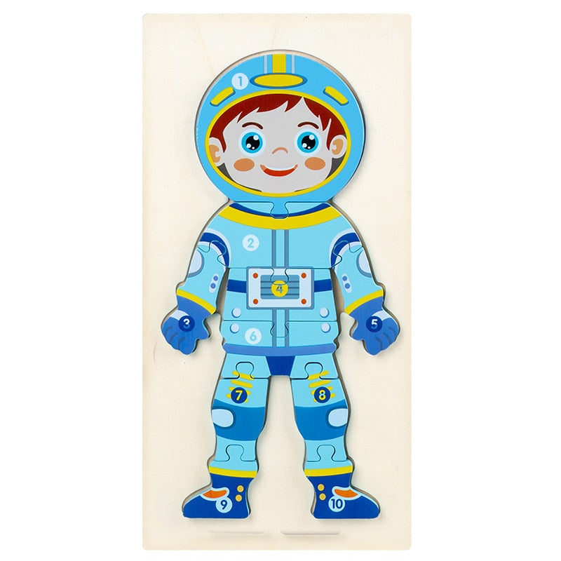 Baby Wooden 3D Puzzles For Kids Toddler Montessori Toys Dinosaur Animal Wood Jigsaw Puzzle Game Educational Toys For Children